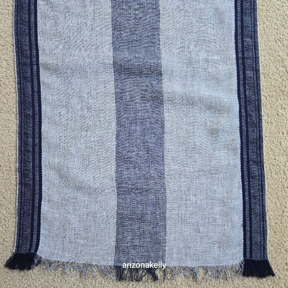 Accessories - Linen Cotton Woven Scarf Blues
